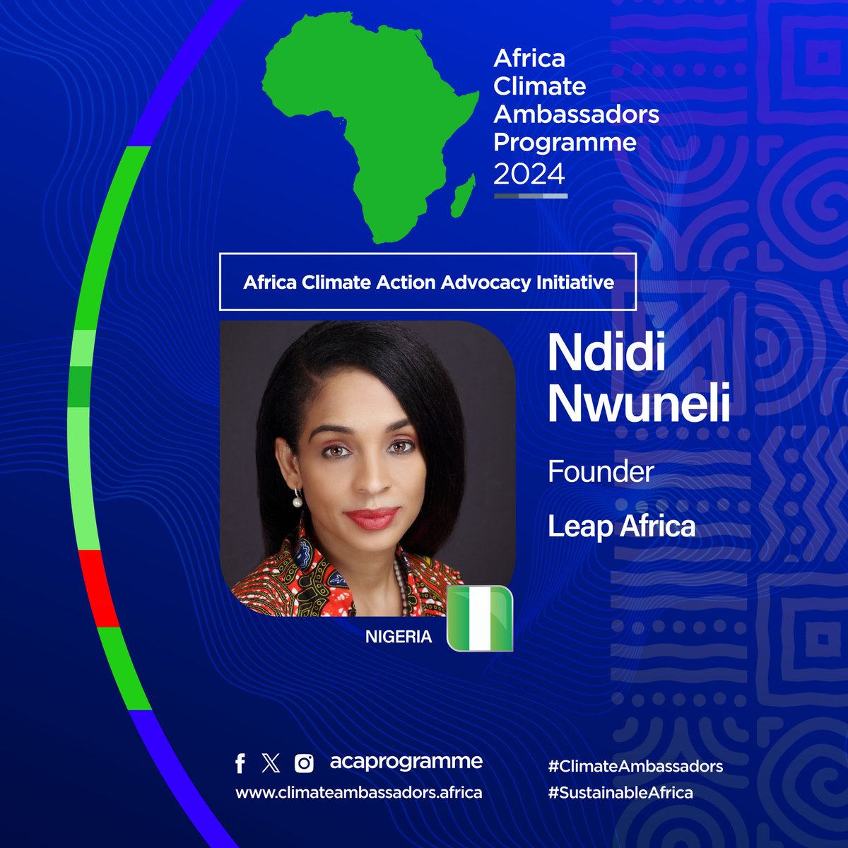 Meet ACAP Ambassador @ndidiNwuneli from Nigeria, an expert on food ecosystems, social innovation, and philanthropy. She's the Founder of @LEAPAfrica and President/CEO of the @ONECampaign. She is an #ArchbishopTutuFellow and joins the programme under the Agriculture pillar.