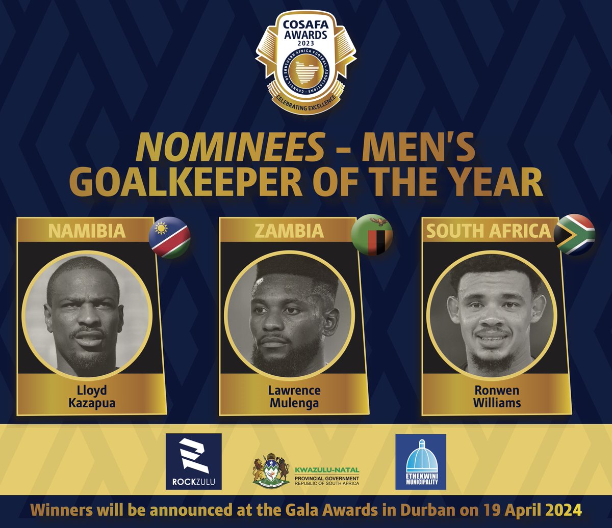 The nominees for the category of the Men’s Goalkeeper of the Year at the inaugural 2023 #COSAFAAwards have been unveiled! The winner will be announced at a gala awards ceremony in Durban on April 19. Read more: tinyurl.com/w4s8m5tn