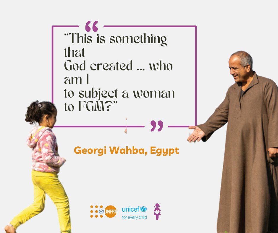 #MondayMotivation 💫 Is it our place to alter what God created? Georgi Wahba from #Egypt challenges harmful norms: 'Who am I to subject a woman to #FGM ?' Time to change mindsets and protect girls💜 #endFGM @UnfpaEgypt @UNICEF_Egypt @UNFPA @UNICEF @UNFPA_ASRO