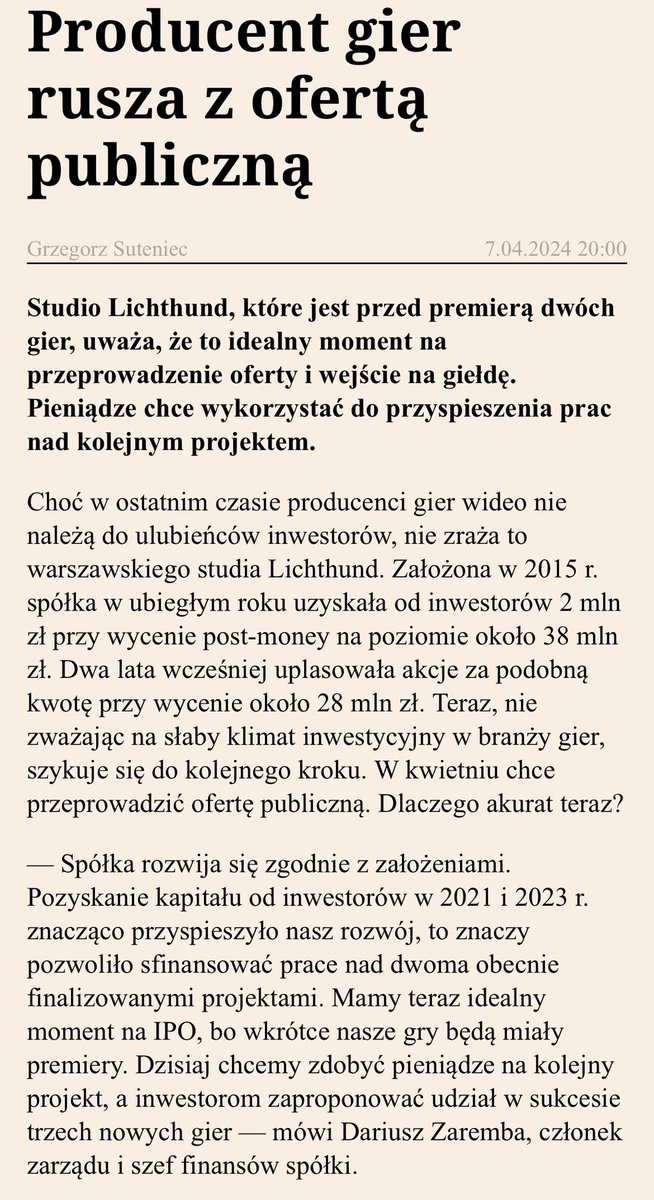 Spółka z portfela inwestycji typu „business angel” 😇 w drodze na #GPW👇

🤞Lichthund 🎮

Źródło: PB

#inwestycje #startups #angelinvesting