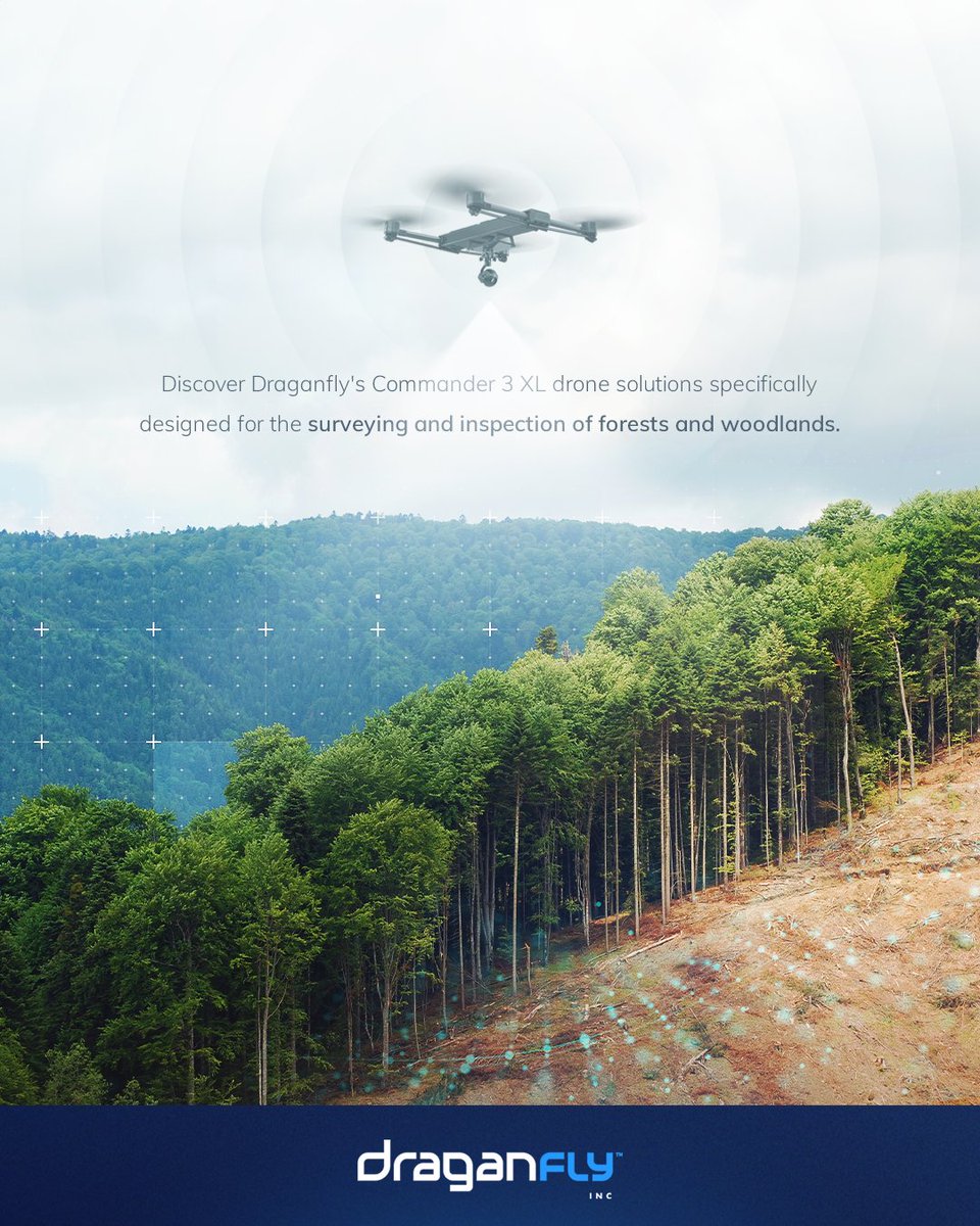 Explore Draganfly's Commander 3XL drone tailored for forest surveying and inspection. From tree health to wildfire monitoring, optimize your forestry operations. Discover cutting-edge drone tech. Contact us for expert consultation bit.ly/3mAv91l