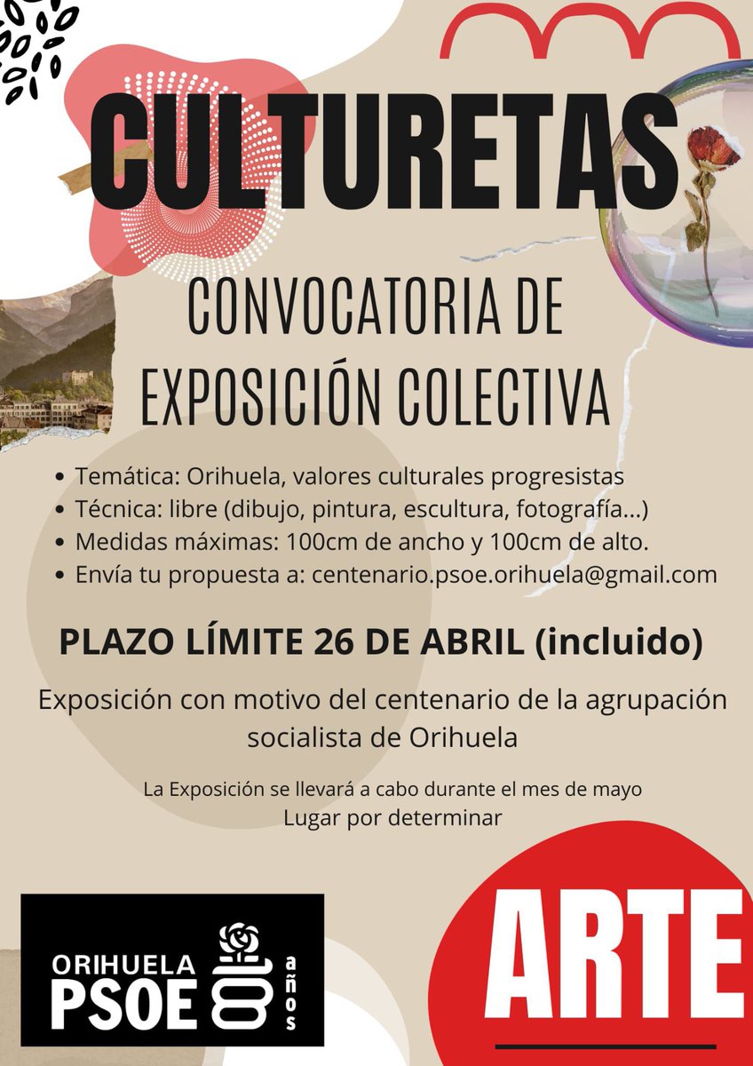 👉 Estamos organizando una exposición de artistas de #Orihuela como uno de los actos de conmemoración de nuestro centenario ¡y no queremos que nadie se quede fuera!

📌El plazo de inscripción está abierto hasta el 26 de abril.

#pintura #escultura #dibujo #fotografia #cultura