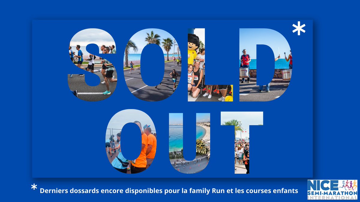💥SOLD OUT💥 Les inscriptions pour le 32e <a href="/SemiMarathon06/">Nice Semi-Marathon</a> sont closes ! Derniers dossards uniquement pour la family run et les courses enfants ! ➡️nicesemimarathon.com <a href="/VilledeNice/">Ville de Nice</a> <a href="/VisitCotedazur/">Côte d'Azur France</a> <a href="/ExploreNCA/">Explore Nice Côte d'Azur</a> <a href="/F3cotedazur/">France 3 Côte d'Azur</a> <a href="/Nice_Matin/">Nice-Matin</a> <a href="/MizunoFrance/">Mizuno France</a> <a href="/TurkishAirlines/">Turkish Airlines</a>