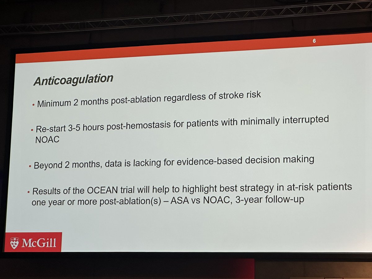 simovicst's tweet photo. @atulverma_md on optimal patient management:
-Same-day discharge for uncomplicated ablations
-Anticoagulation after AF ablation should depend on CHA2DS2-VASC score
#EHRA2024 https://t.co/bplrtucj89