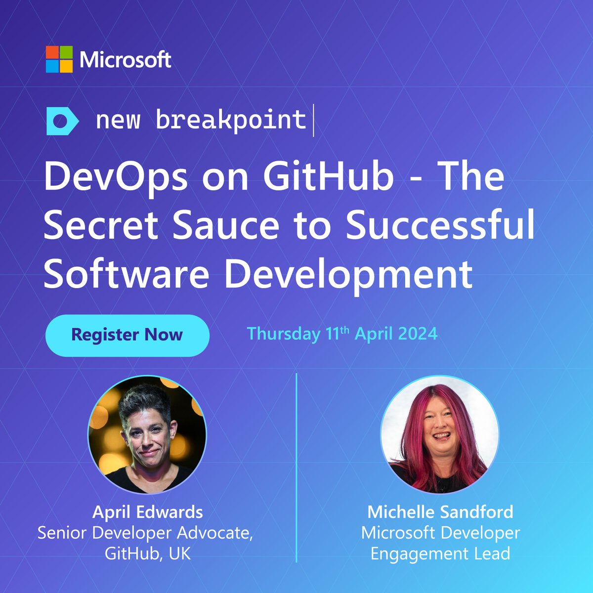 Myself and the incredible Michell Sandford on April 11th to learn about #DevOps on #GitHub Register here: msevents.microsoft.com/event?id=21132…