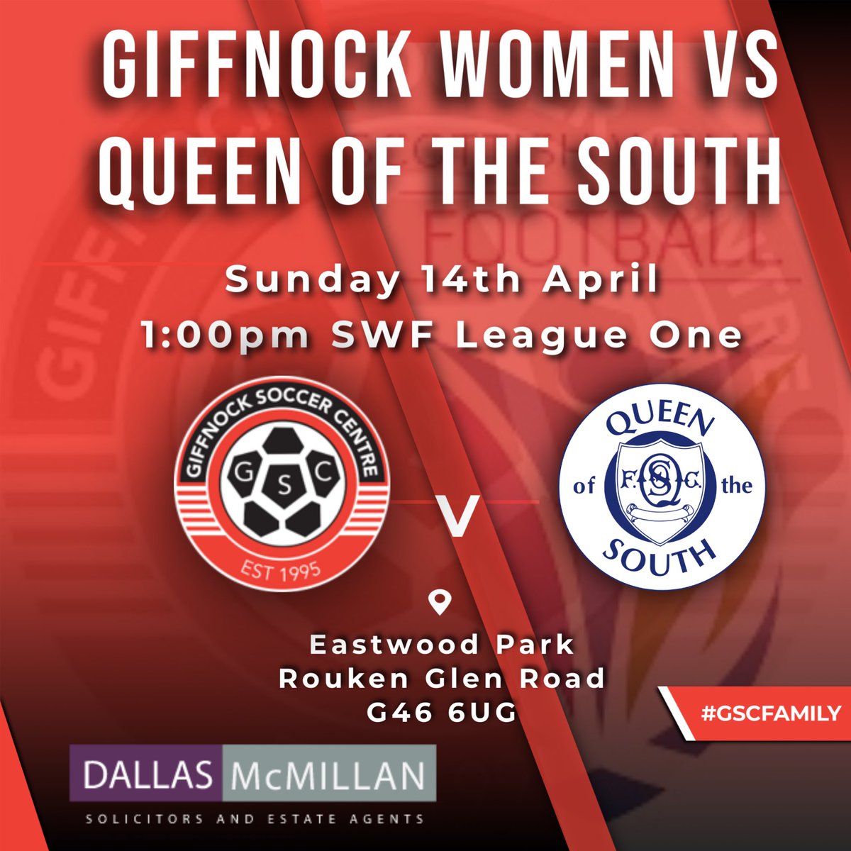 Join us this Sunday as the girls look to make it 3 wins in a row in our final home game of the season! 🆚@QoSLadies_Girls 🏆SWF League One ⌚️1:00pm 🏟️Eastwood Park