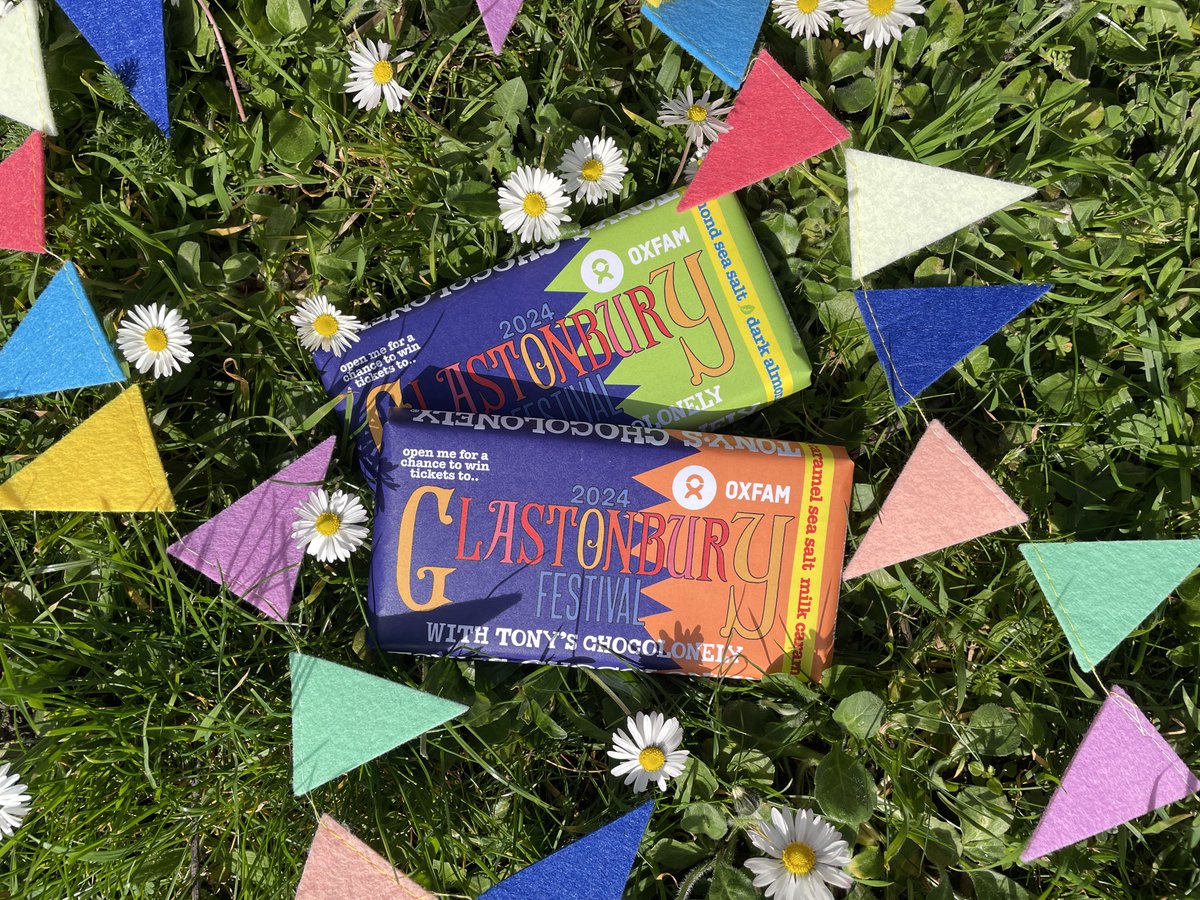 oxfamgb's tweet photo. Guess who's back?🎤🎪🍫

5 pairs of Glastonbury tickets are up for grabs, tucked away in exclusive Tony's Chocolonely bars.. 
Available only at Oxfam shops online and in-store.

What are you waiting for? Start the hunt here:  https://t.co/YnoKY931vY https://t.co/3MKSy881h4