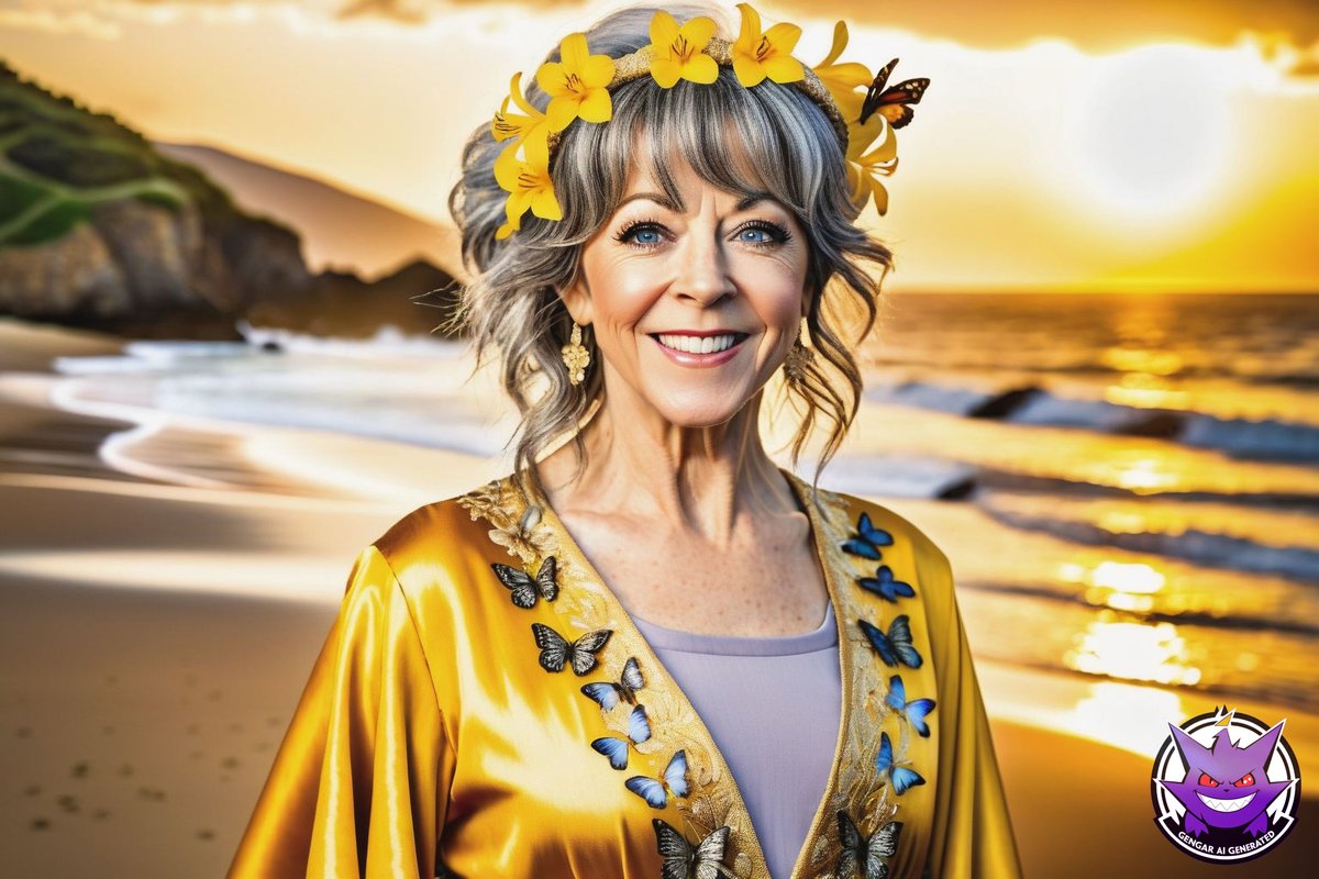 Even my AI program recognizes the inner gold that @LindseyStirling has in a future possible self. This is what AI thinks she'll look like when she's my mom's age. Lindsey has nothing to worry about. 🥰 #InnerGold #LetsGOLD #ai #LindseyStirling