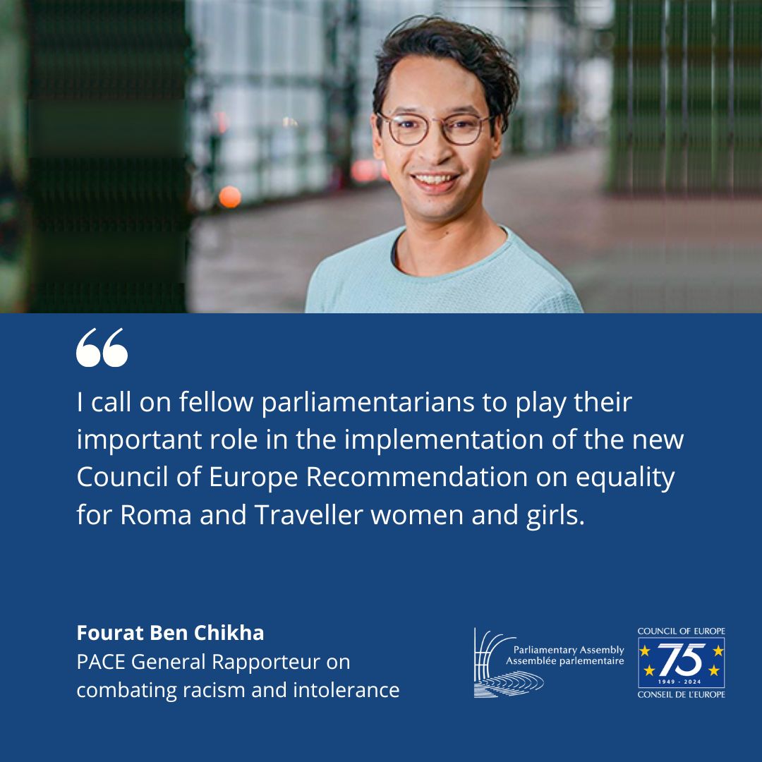 There's a new @CoE recommendation out on how Europe's governments can achieve greater equality for Roma and Traveller women and girls. On #InternationalRomaDay, PACE General Rapporteur @FouratBenchikha has this message... The full text: pace.coe.int/en/news/9415/r…