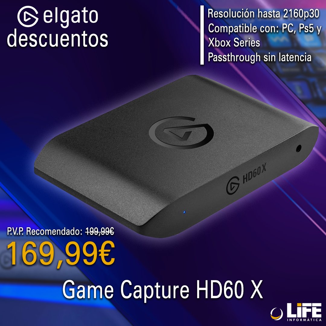 Transmite contenido en ✨ALTA RESOLUCIÓN✨ para públicos de todas las plataformas. Compatible con PC, Ps5, Xbox Series y Switch. Sácale el máximo partido a tus juegos favoritos 🎮 Más Info 👉 n9.cl/nhj5f @elgato #LIFEinformatica #informática #elgato #elgatostreaming