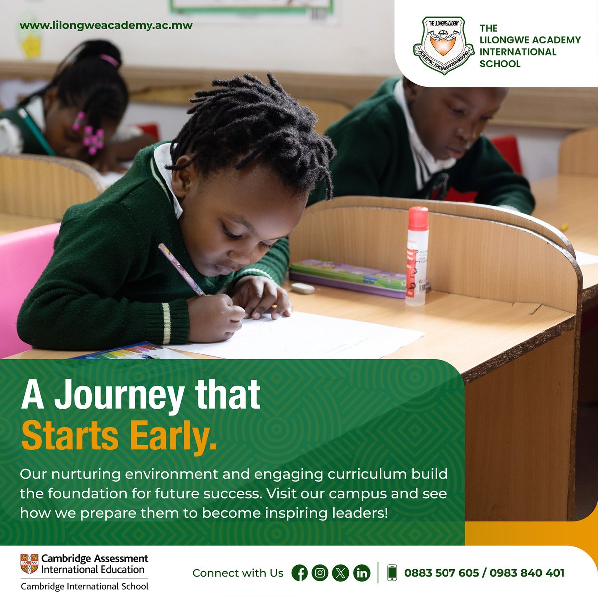 WE START EARLY 🎒⛅️

Our nurturing environment and engaging curriculum build the foundation for future success.

Learn more about our Early Years and Primary program and their inspiring future at 🌐: lilongweacademy.ac.mw

#EnrolToday #Cambidge #InternationalSchool