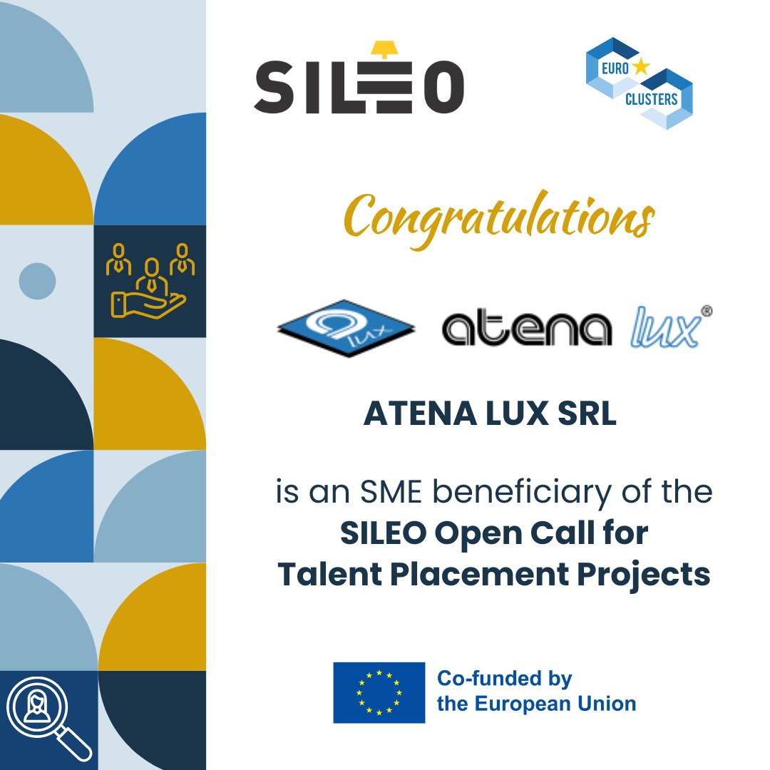 Congratulations to @AtenaLuxSrl, an Italian Lighting SMEs awarded under the #SILEO Open Call for Talent Placement Projects! 

👉 For further details on their Talent Placement Project, read the full news on the ECCP portal:  clustercollaboration.eu/content/sileo-…