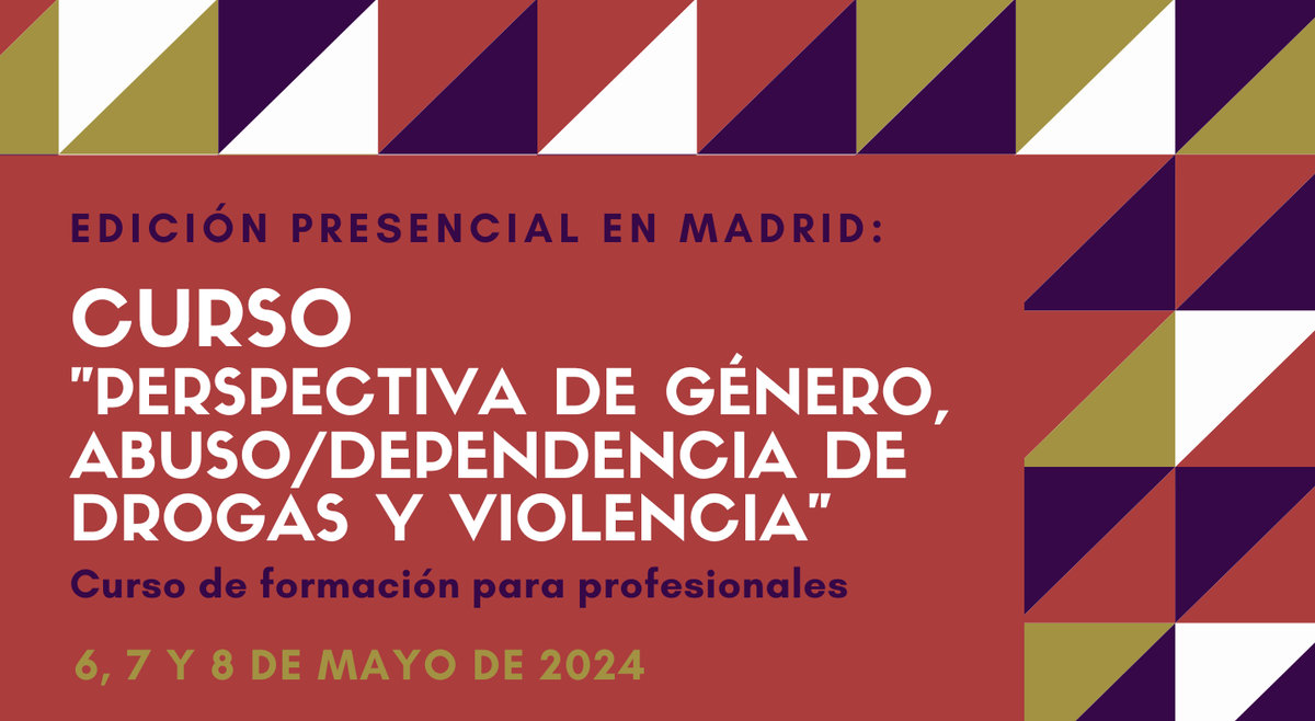 📢NUEVO CURSO 'Perspectiva de género, abuso / dependencia de drogas y violencia' en MADRID 📍@Espacio_EMMA 📆6, 7 y 8 mayo 🕐9h a 15h 👩‍🏫Imparte Patricia Martínez @generoydrogas 🧶Organiza @Malva_FSYC d @fundsalcom 💸Financia @PNSDgob ▶️Info/inscripciones: drogasgenero.info/nueva-edicion-…