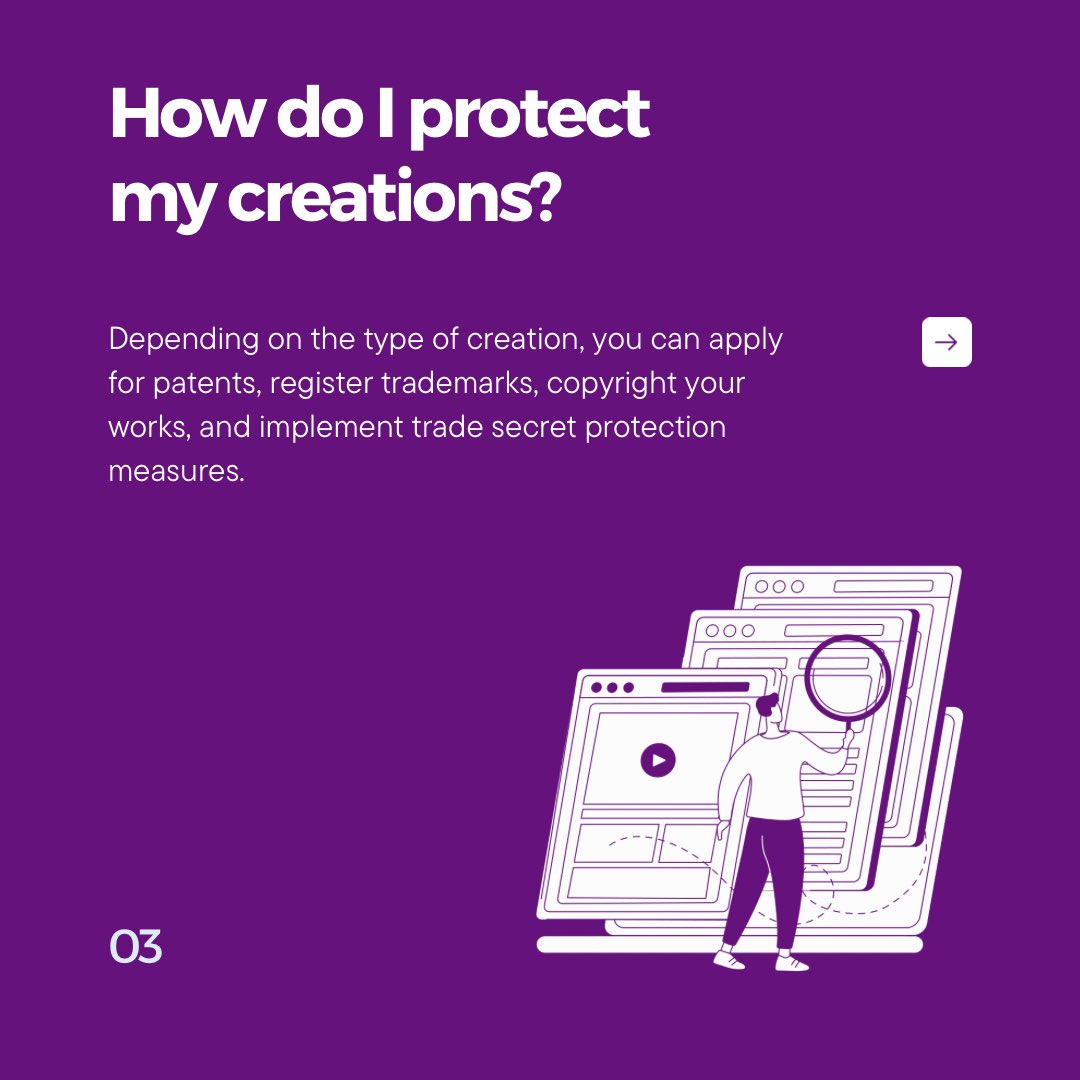 ilpconsult's tweet image. 💼 Read through the carousel to explore FAQs on protecting your creative assets. From patents to trademarks, we’ve got you covered! 💡 #IntellectualProperty #CreativityProtection #FAQs
#IntellectualPropertyRights #IPProtection #LegalAdvice #IngeniumLegal #ProtectYourCreativity