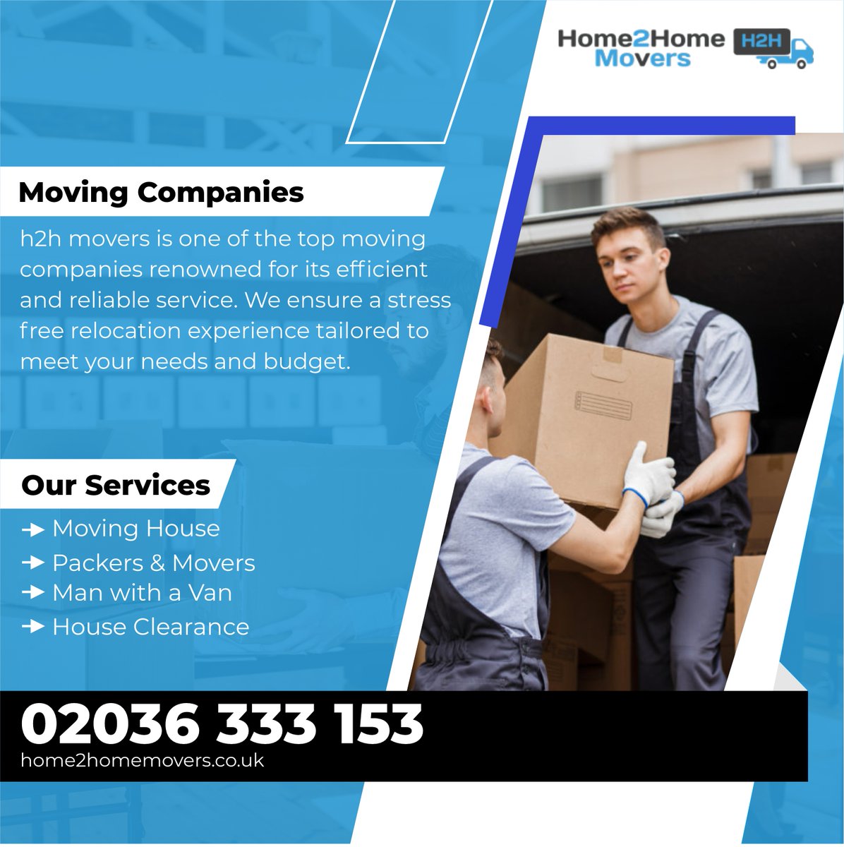 Home 2 Home Movers, nestled on Electric Ave in London, is your go-to choice among moving companies, offering seamless relocations and exceptional service.

home2homemovers.co.uk
#MovingServices
#RelocationExperts
#MovingDay
#ProfessionalMovers
#HomeMoving