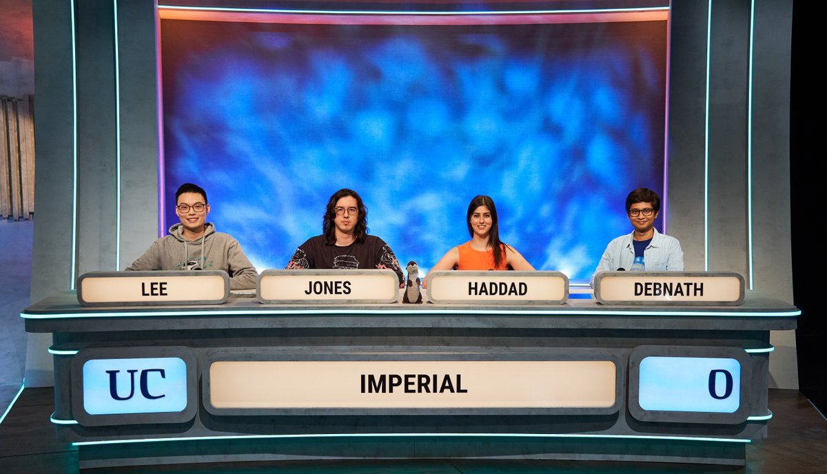 It's tonight! Make sure you're tuned in to BBC Two at 8.30pm to see if our team can secure an historic 5th University Challenge win. Good luck to Sourajit (@ESEImperial), Suraiya (@ImperialMed), Adam (@ICComputing), Justin and Mattia (@impchemistry)!