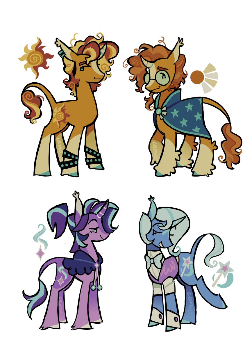 [mlp] redesigns of secondary unicorns, sunburst didnt change much i just gave him curlier hair...
