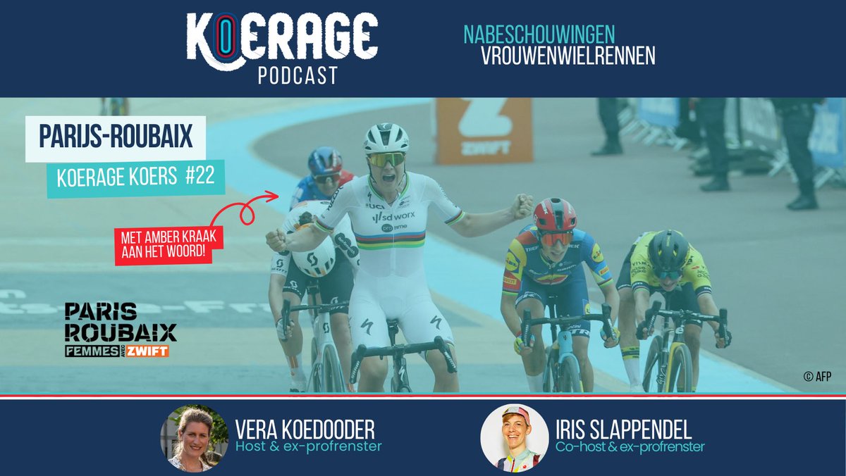 Sinds gisteravond online: Koerage Koers #22 met <a href="/Vera_Koedooder/">Vera Koedooder</a> &amp; <a href="/irisslappendel/">Iris Slappendel</a>! 🚴🏽‍♀️ Over <a href="/RoubaixFemmes/">Paris-Roubaix Femmes avec Zwift</a> met belgast Amber Kraak! 🤩 Check deze show en doe mee met onze gave <a href="/I_RideInStyle/">I R I S</a> winactie! 
open.spotify.com/episode/1XJOji…

#koeragepodcast #parisroubaixfemmes #vrouwenwielrennen