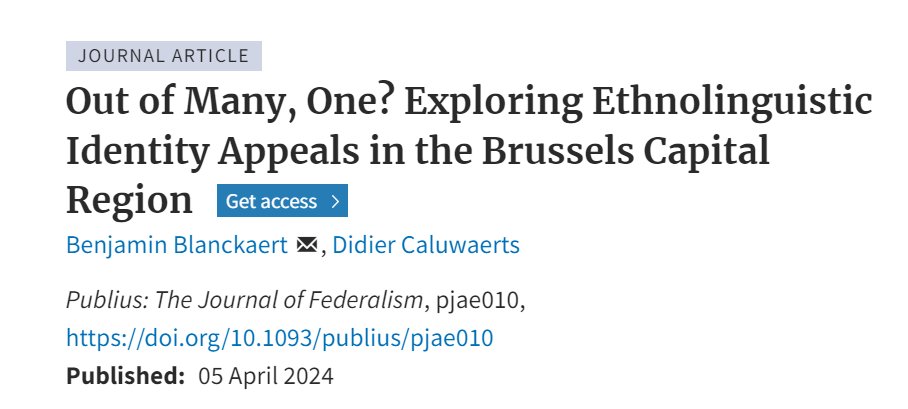 📄 New Article ! Dive into the complexities of consociationalism in deeply divided societies with @benjamin_blanck and Didier Caluwaerts. Their findings on political party appeals in Brussels shed light on shared identities and ethnic divisions. 🔎: academic.oup.com/publius/advanc…