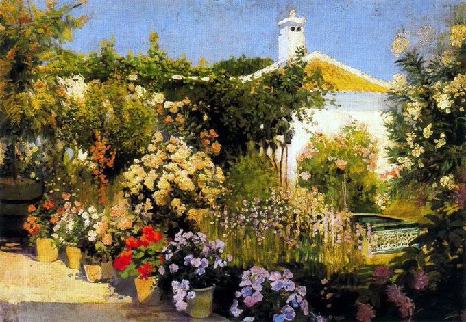 🎨Adolfo Lozano Sidro (Spanish painter, 1872-1935) - Jardín de la casa de los señores Calvo Lozano
