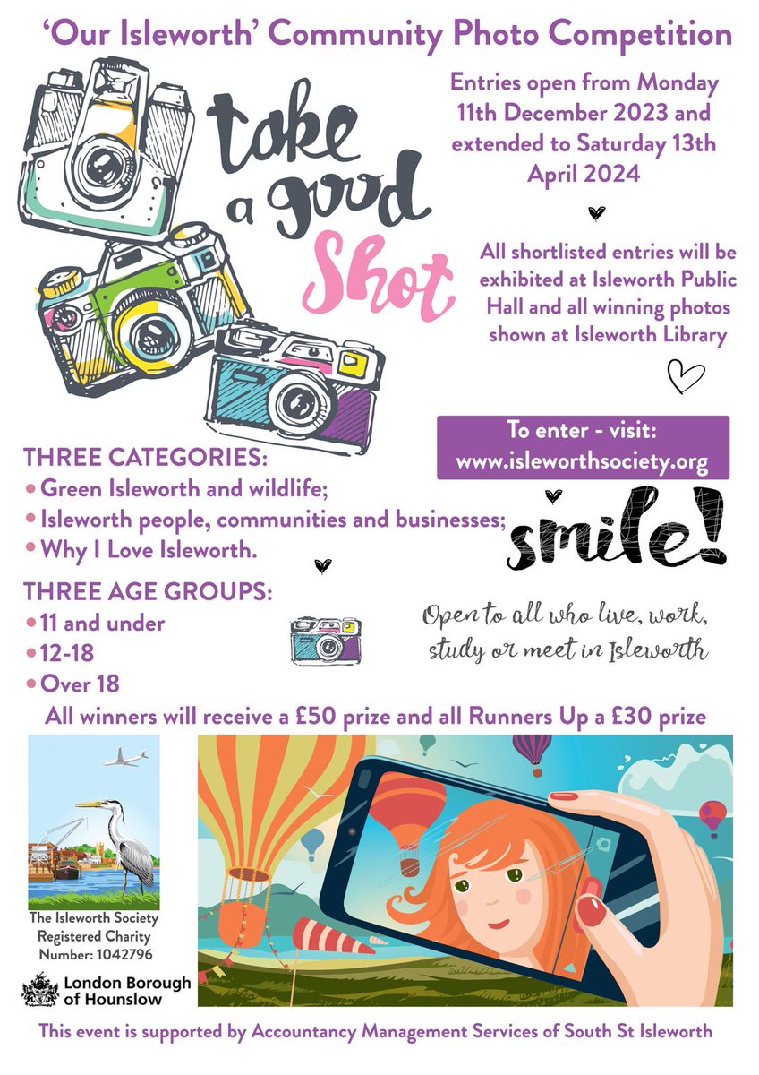FINAL WEEK!! Just 5 days to go to enter your Isleworth photos into the Community Photography  Competition - all winners receive a £50 prize. 

TO ENTER TODAY GO TO:  isleworthsociety.org