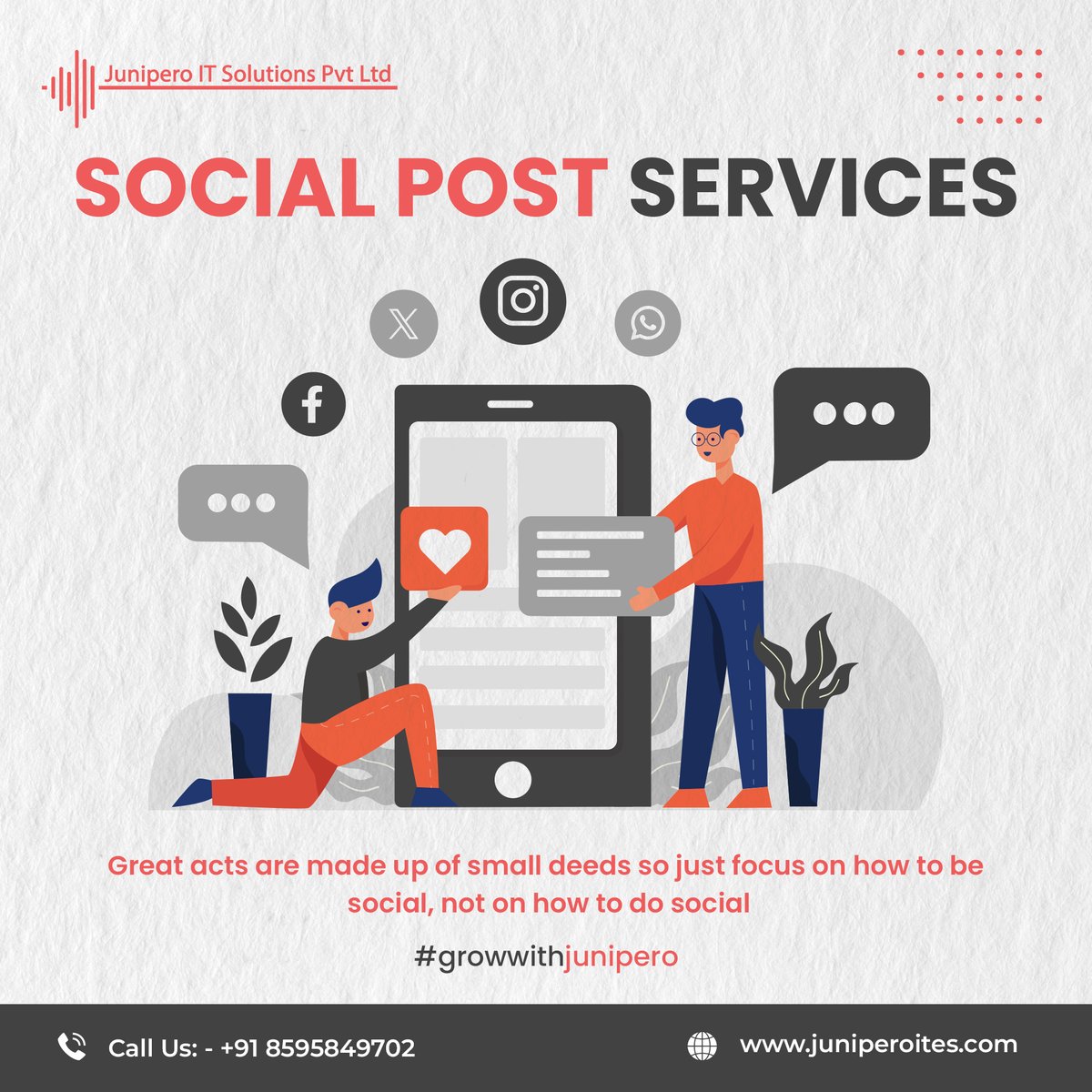 Great acts are made up of small deeds so just focus on how to be social, not on how to do social.
-
-
-
#socialmedia #socialpost #markettingpost #potential #socialmarketing #content #socialposting #contentpromotion #brand #growwithjunipero #social #post #media #marketing #promo