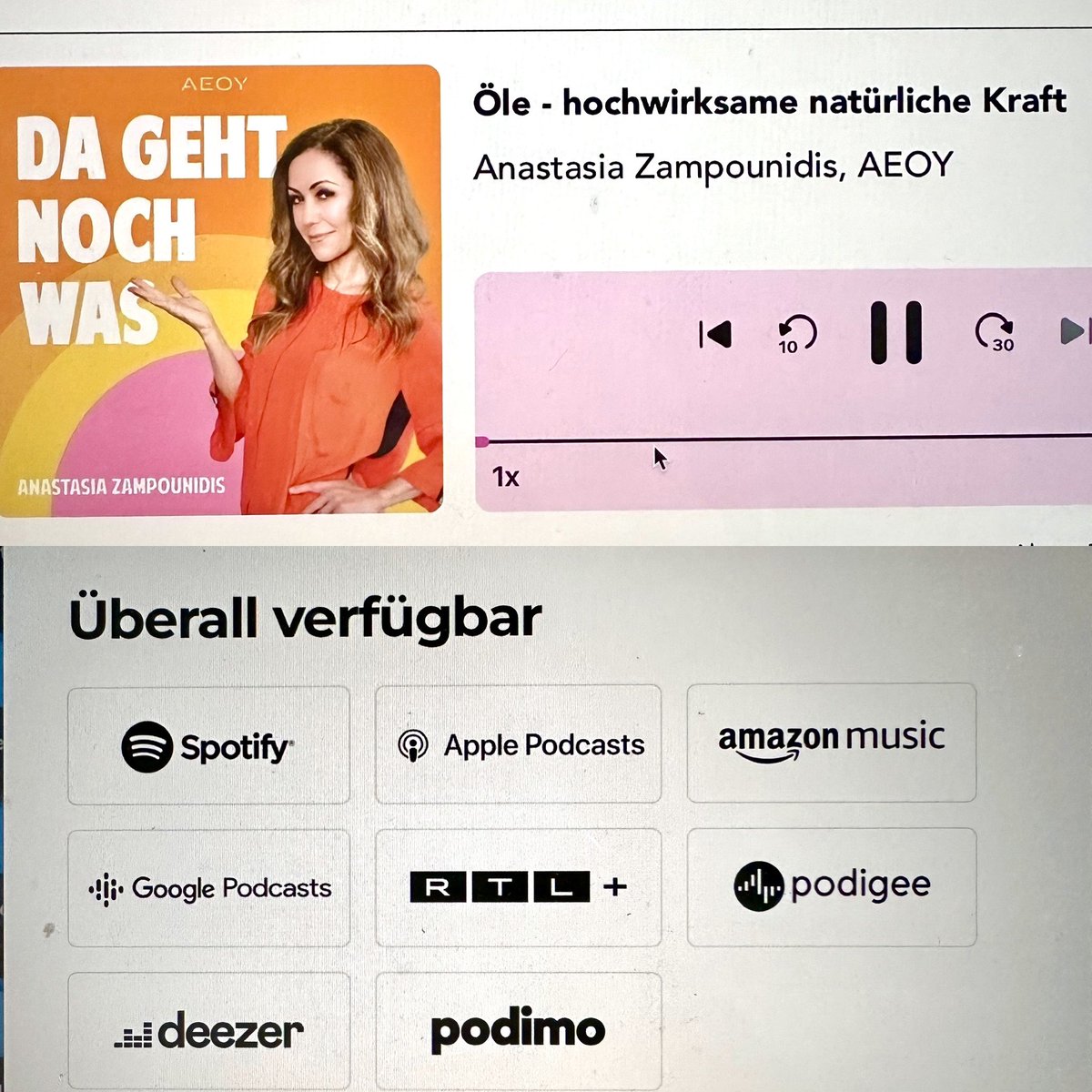 Aber ja doch, mich gibt es überall 🤩 open.spotify.com/show/3aLygkonp… #Podcast #dagehtnochwas #öle #zuckerfrei