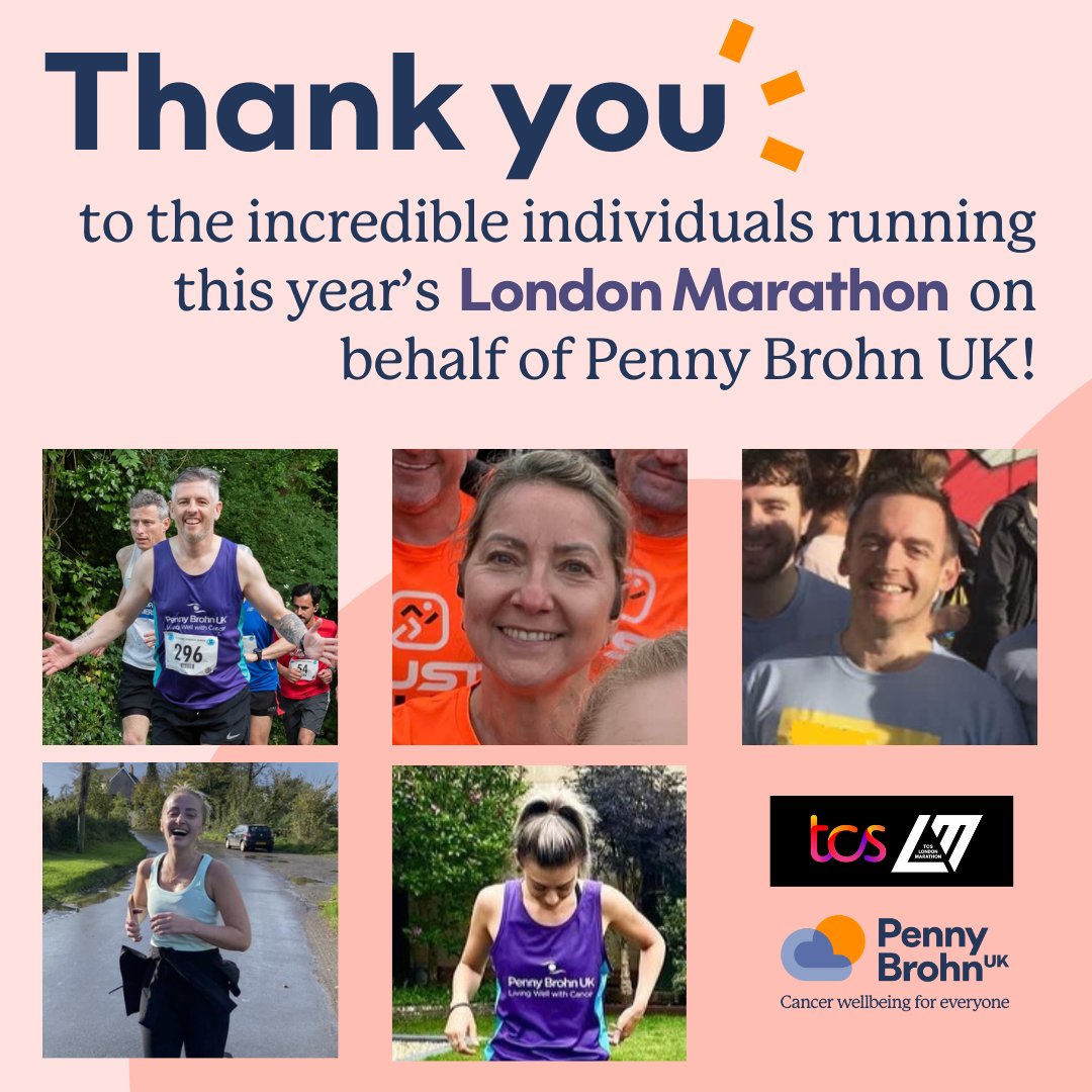 🏃‍♀️ Meet the runners! 🏃‍♂️ Thank you Alice, Caitlin, Mark, Sophie, Andrea and Noel - you are truly making a real difference to those living with cancer 🧡 Read their stories 👉️ l8r.it/0ejS #LondonMarathon