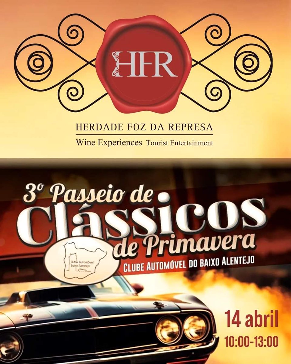 Enjoy Classic Cars with refreshing drinks

Our Event at the 14th of April

Herdade Foz da Represa 
EN122 km 22/23
Mértola,  Alentejo,  Portugal 

#classiccars #Event #Alentejo #Mértola