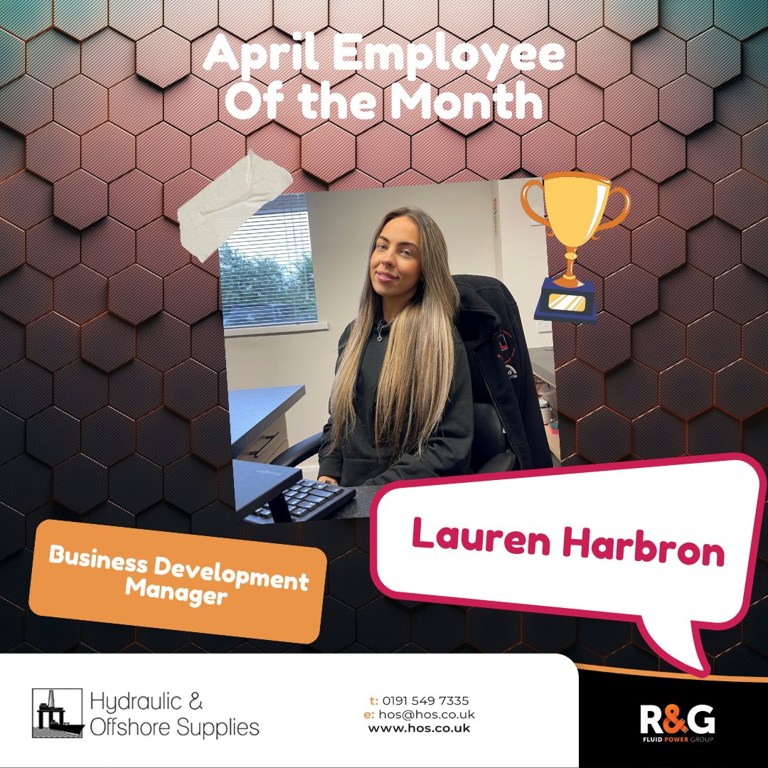 What better way to start the week than with a big high-five to our April ‘Employee of the Month’, Lauren Harbron! 🙌 With her dedication to the business and constant attention to detail, we know she’s a future leader. #EmployeeOfTheMonth #FluidPower #BusinessDevelopment