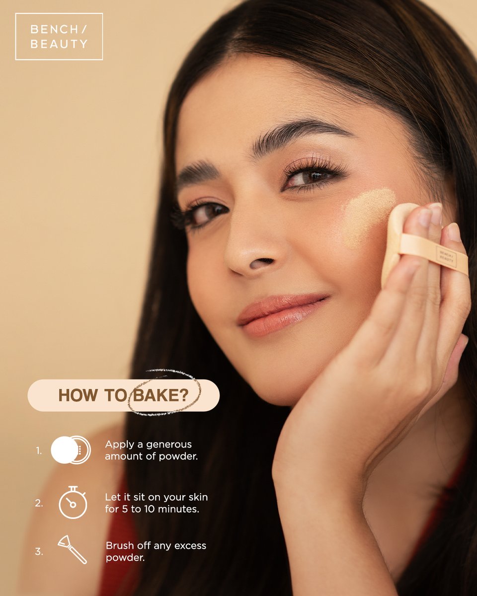 Whisk away your worries and bake up a flawless look! 💗 Follow these 3 simple steps to beauty bliss with #BENCHBeauty finishing powder. 👩‍🍳 Finishing Powder P159 #BENCHBeautyEveryday