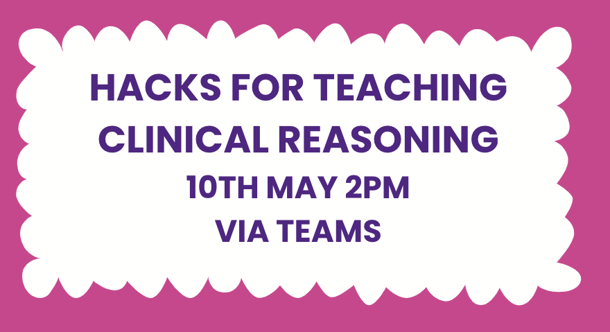 We're delivering our clinical reasoning session online! Join via teams - sign up at bookwhen.com/staffdevelopme… open to all @UoDMedicine @NHSTayside @ScotGEMStories clinical educators