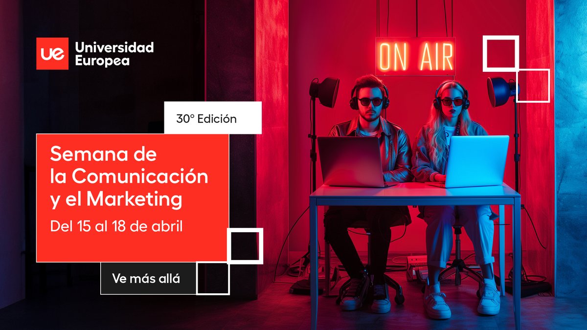 ¿Celebramos juntos los 30 años de Comunicación y Marketing de la #UniversidadEuropea? Únete a nosotros del 15 al 18 de abril en la #SemanaDeLaComunicaciónYElMarketing, un espacio dedicado a la reflexión, aprendizaje y networking. Apúntate aquí: universidadeuropea.com/eventos/semana…