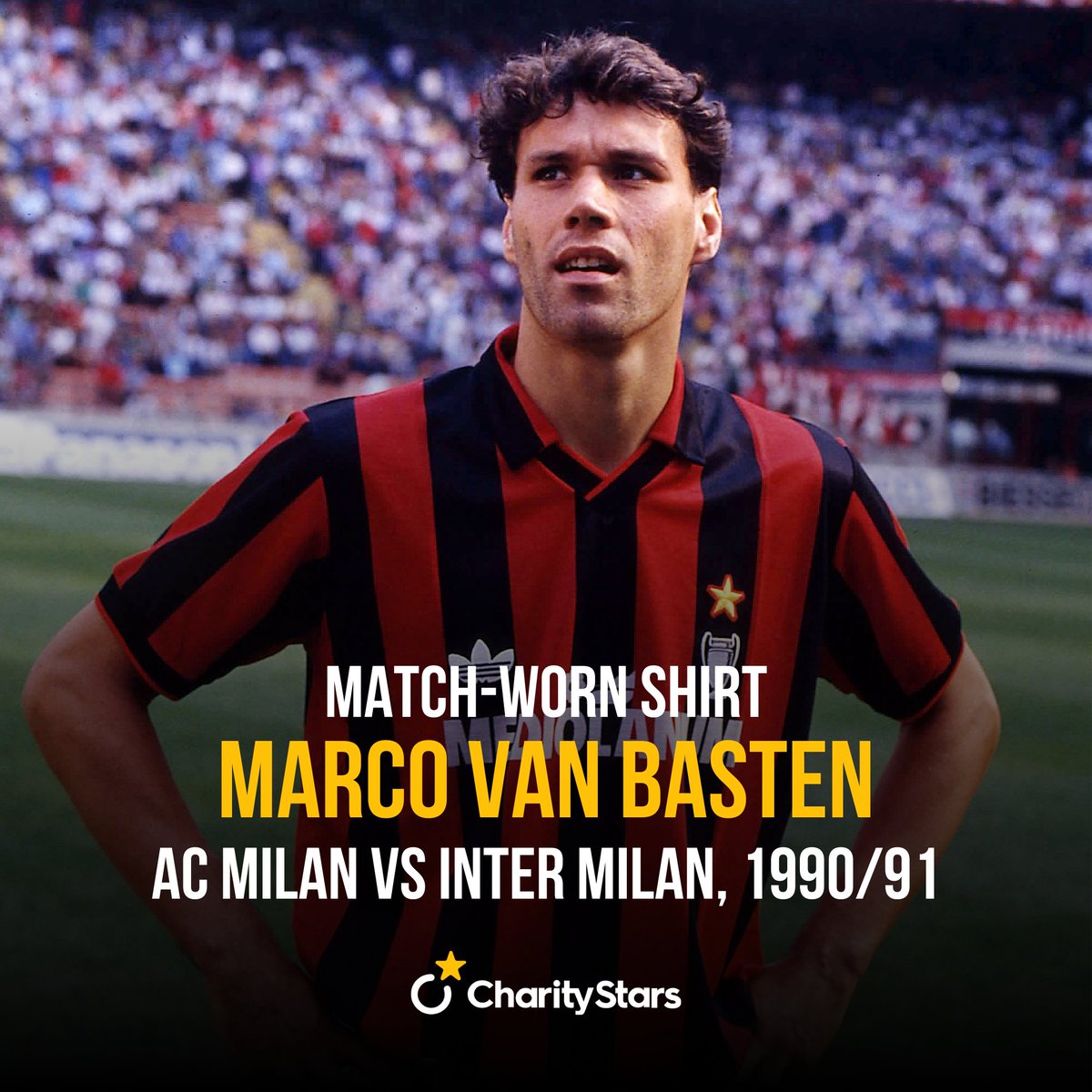 Adding a shirt worn by Marco Van Basten to your collection is special 🔴⚫️, but what about winning the shirt worn in the 1990/91 derby against Inter? Priceless! 🤩 Take your chance now on #CharityStars ✨ charitystars.com/product/van-ba… #CharityStars #VanBasten #SempreMilan