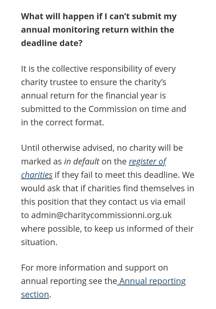 68 days.The trustees of #ThinBluePaw will have received reminders from @ChtyCommission Note that extensions are not given. How bad must their record keeping be? Where is the transparency? Where is the integrity? Where is the money? Where are the press? These are public funds.