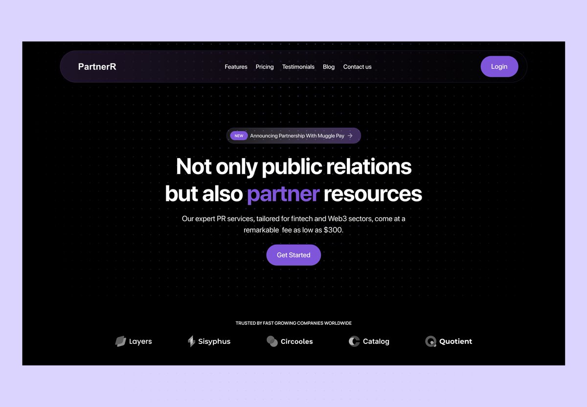 Hero section Before → After of @PartnerRweb3 ✨ → Value proposition →Login button for retuning users →Social proof → Clean and appealing look #daretoshare24 #figma #web3