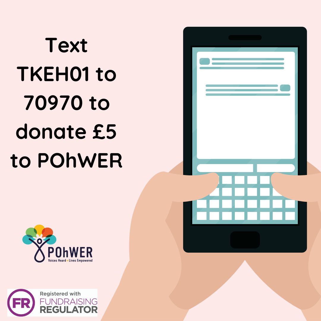 Did you know, to support POhWER you can now donate via a simple text message? To donate £1, text TKEH01 to 70201 To donate £3, text TKEH01 to 70331 To donate £5, text TKEH01 to 70970 To donate £10, text TKEH01 to 70191 Thank you for supporting POhWER🙏 #advocacy