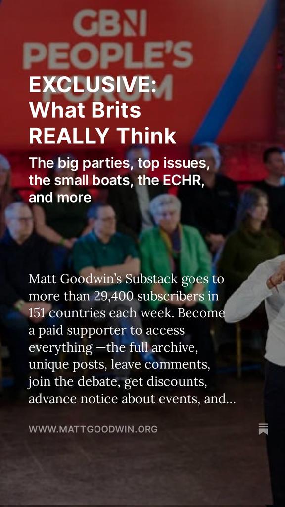 NEW. More Brits SUPPORT leaving the ECHR than staying if it means they control their own borders. And two-thirds of conservatives think so. They are right to think this way. We MUST put the security of the British people above illegal migrants mattgoodwin.org/p/exclusive-wh…