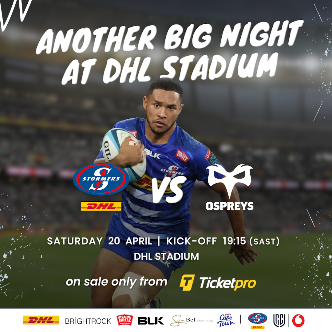 It's going to be another big @Vodacom #URC night at DHL Stadium next weekend with Ospreys in town. 🎟️ Get your tickets bit.ly/STOvOSP_24_X #iamastormer #dhldelivers