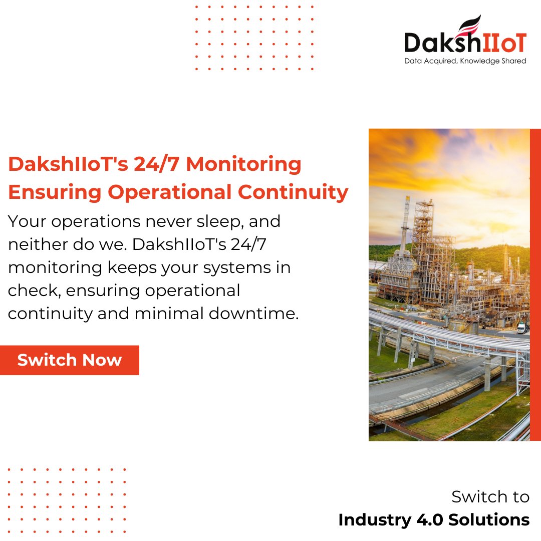 DakshIIoT's 24/7 monitoring keeps your systems in check, ensuring operational continuity and minimal downtime.
#DakshIIoT #IIoT
#ContinuousMonitoring #OperationalExcellence
.
.
.
#industrialiot #industry4_0Eexplained #Industry4_0 #iiotvsindustry4_0 #WhatisIndustry4_0