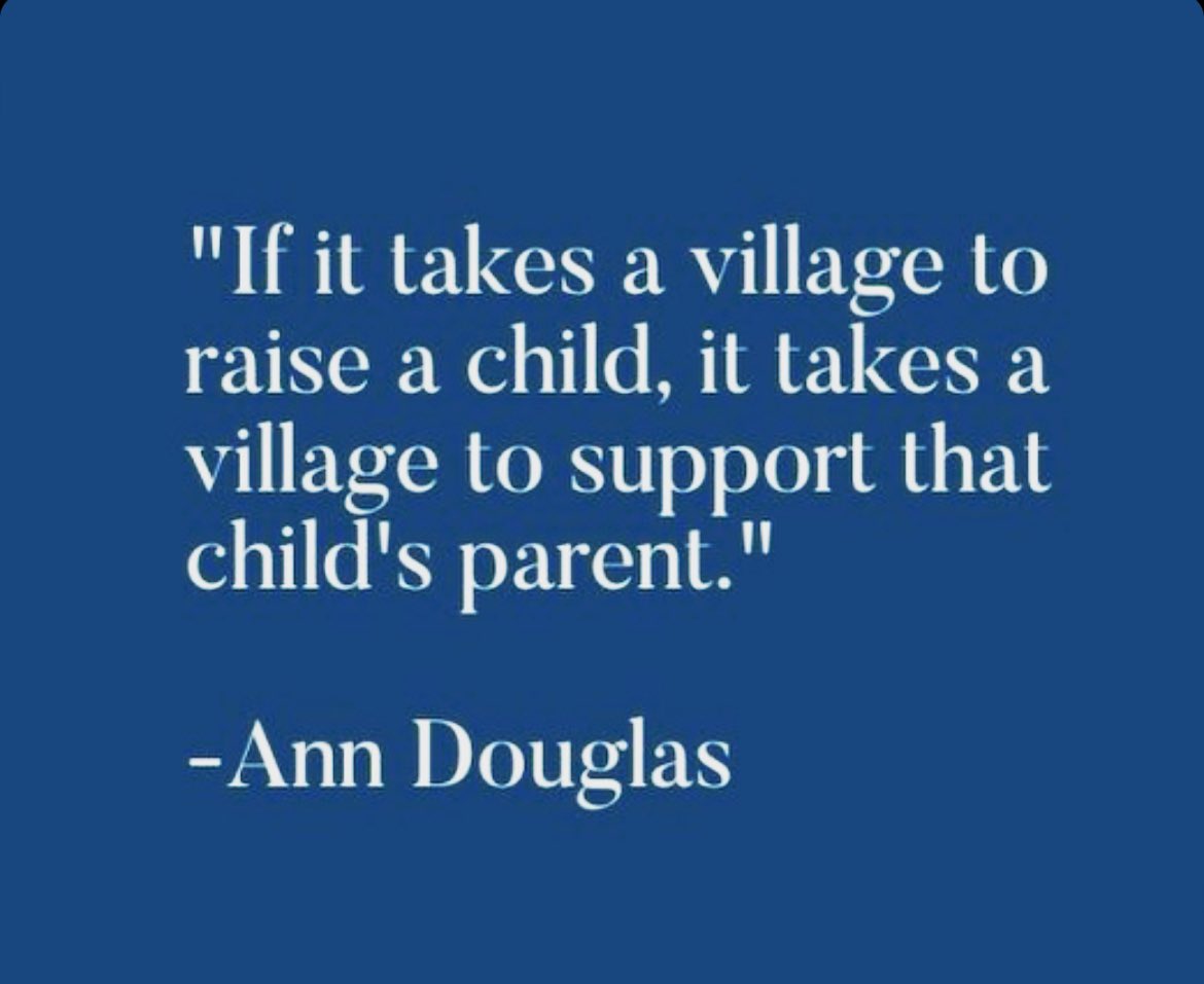 ”We're supposed to feel supported by our fellow villagers. There are, after all, so many things the village can do to make things easier and better for parents and kids and it's actually in the village's best interest to do so.'
@anndouglas