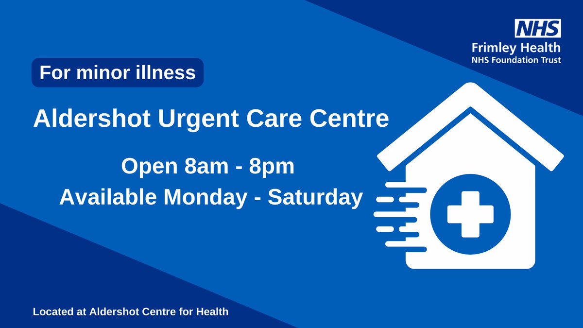 If you need urgent medical attention but it’s not an emergency, Aldershot Urgent Care Centre is a great alternative for accessing same day urgent care for minor illness. Available 8am-8pm, Monday - Saturday Find out more about the team and services: aldershoturgentcarecentre.co.uk