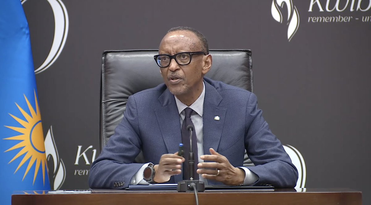 'The international community was responsible. To what extend? A great extend. But that's it. We have learned our lesson. We tend to look more at our side and what put us in this situation in the first place.' - President Kagame at today's Press Conference #Kwibuka30