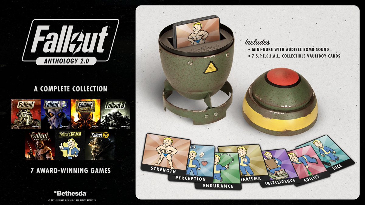 Experience the definitive PC collection from the award-winning Fallout series.  Fallout S.P.E.C.I.A.L Anthology releases April 11, 2024.
Pre-Order Here ➡️: bit.ly/43MPamx

#NexusHub #FalloutSPECIALAnthology #PreOrderNow