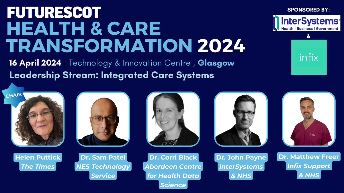 We're looking forward to welcoming Dr Sam Patel, Dr Corri Black, Dr John Payne and Dr Matthew Freer to #FSHealth for the Integrated Care Systems Leadership Stream, sponsored by @SupportInfix & @InterSystems Find out more at the conference on 16 April 👉 lnkd.in/d8WRkiK7