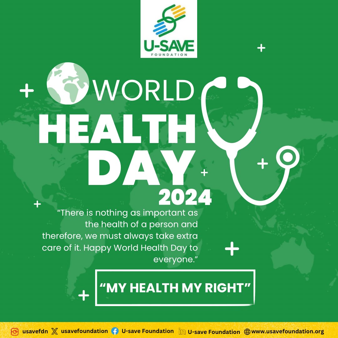 Happy World Health Day! Let’s unite to promote global health equity and access to healthcare for all. Together, we can build healthier communities and a better world. 🌍💪

#myhealthmyright #worldhealthday #healthforall 
#healthycommunity #communityengagement 
#usavefoundation