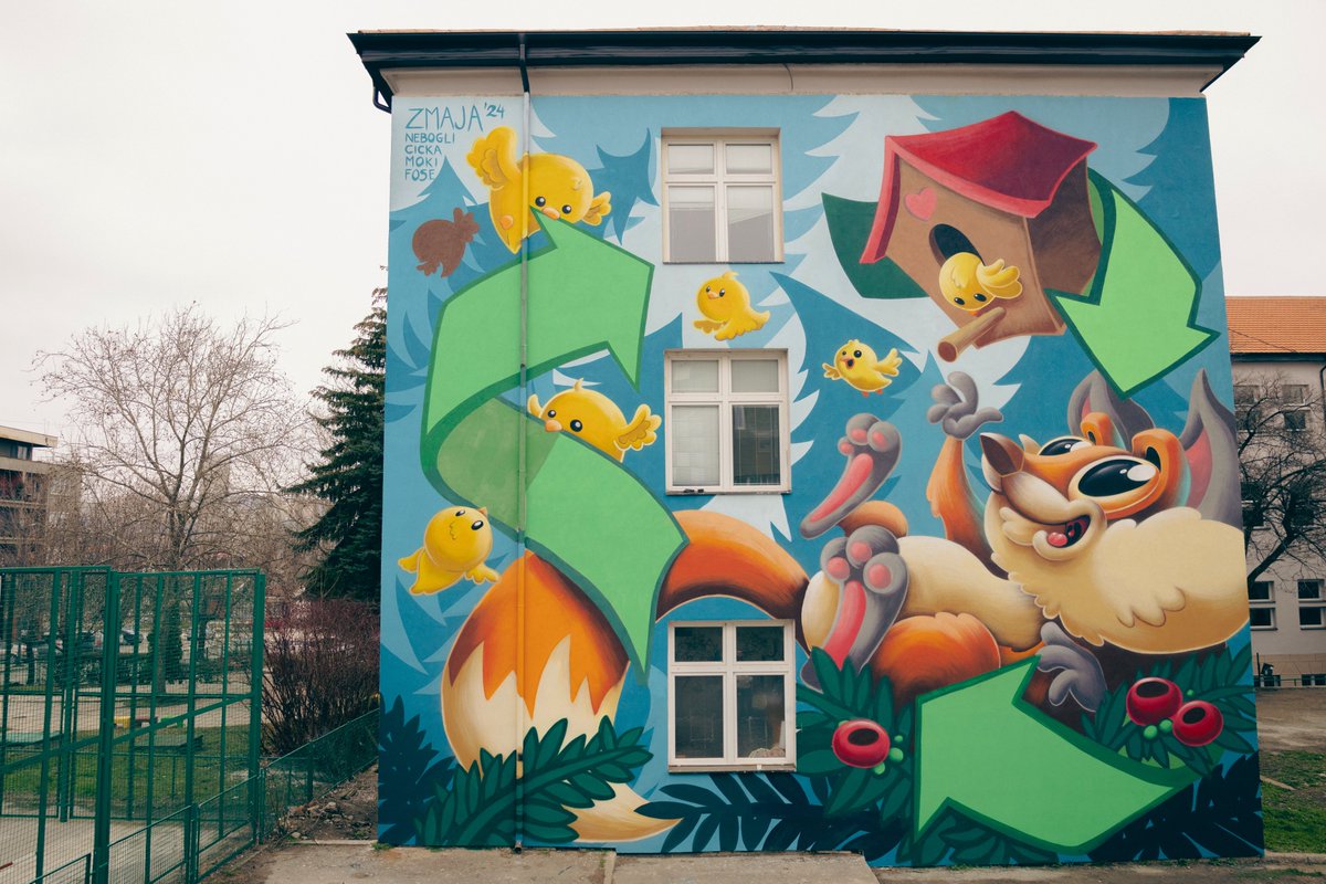 paintthechange's tweet photo. "Curiosity" 2024, our new #mural in 📍Bor, Serbia is finished 🎉
The mural, inspired by a series of workshops with Technical School Bor, is painted on the wall of Vidovdan elementary and secondary school in Bor city, #Serbia
#PainttheChange #YAFE https://t.co/p4NBJKkI9K
