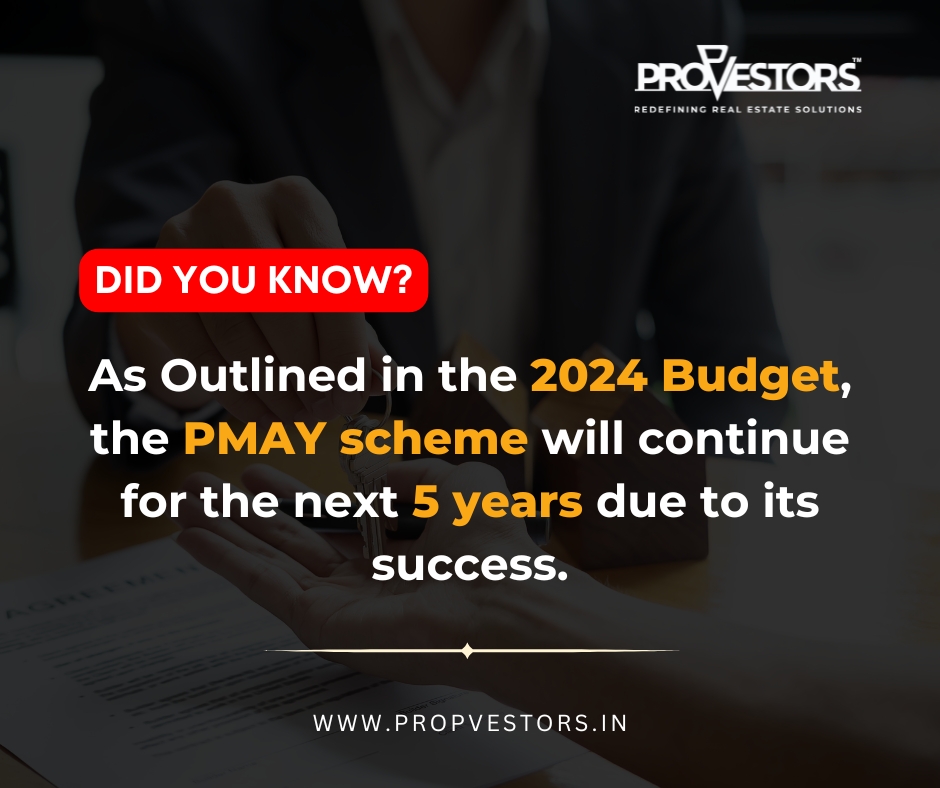 Discover an intriguing update from Budget 2024! The PMAY scheme's success secures its continuation for the next 5 years, contributing to positive industry growth. Follow our page for more captivating insights! #PropVestors #DidYouKnow #Budget2024 #PMAYScheme #realestateexpert