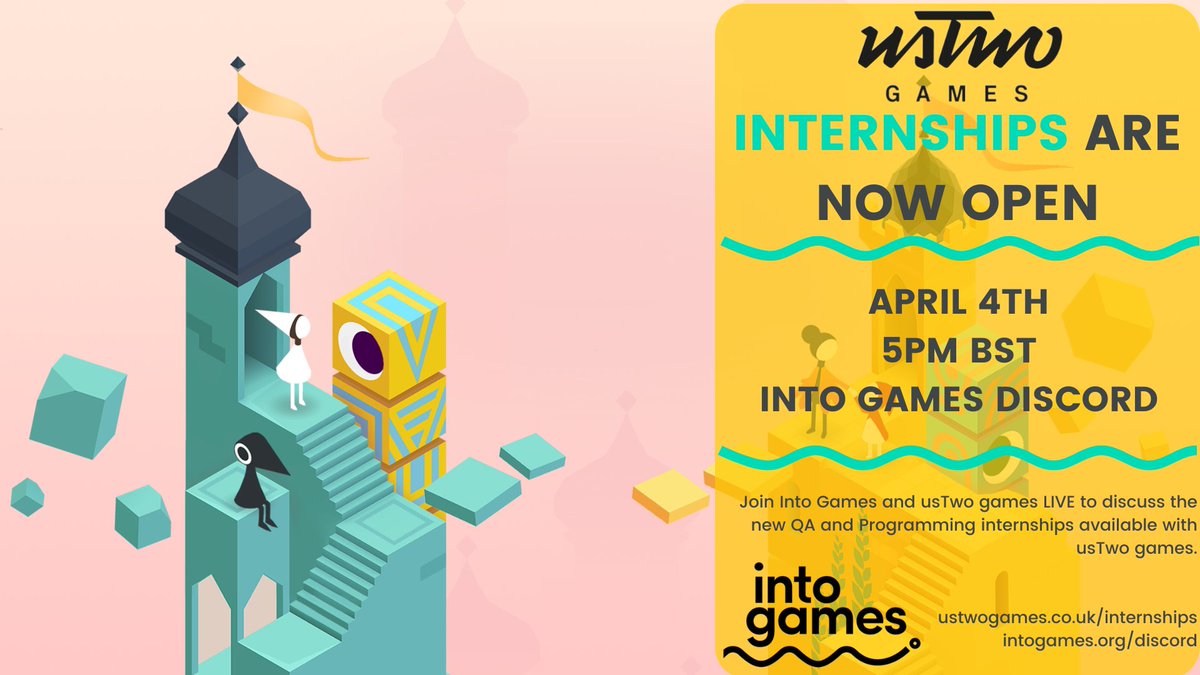 Exciting news - @ustwogames has opened up two new internship positions!✨ We're hosting an exclusive live Q&A session in our Discord server with Head of Engineering, Manesh Mistry, and the QA Lead, Rohit Kapoor. 📅08/04/24 🕔17:00 BST For more info👉lu.ma/ps57k3cj