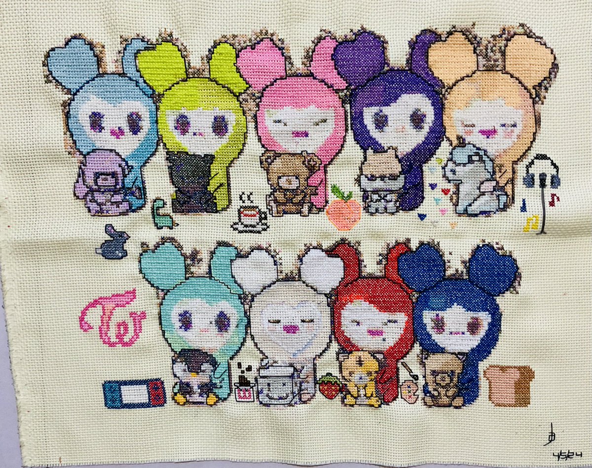 jajo_han's tweet photo. Cross stitch done #Lovely #TWICE #NAYEON #navely #JEONGYEON #yeongvely #MOMO #movely #SANA #savely #JIHYO #jively #MINA #mively #DAHYUN #davely #CHAEYOUNG #chaengvely #TZUYU #tzuvely #JYP 🩵💚🩷💜🧡🩵🤍❤️💙 https://t.co/UuQfRzJp8G